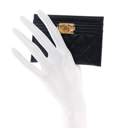 Chanel Caviar Quilted Boy Card Holder Blue 2 of 9