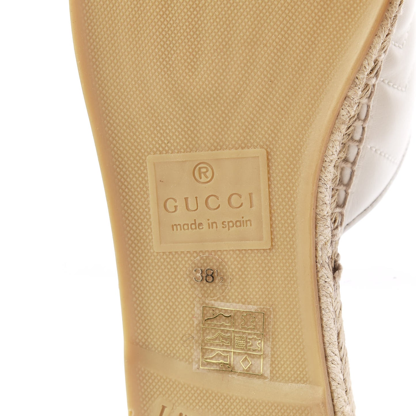 Nappa Matelasse GG Marmont Espadrille Slippers 38.5 Great White