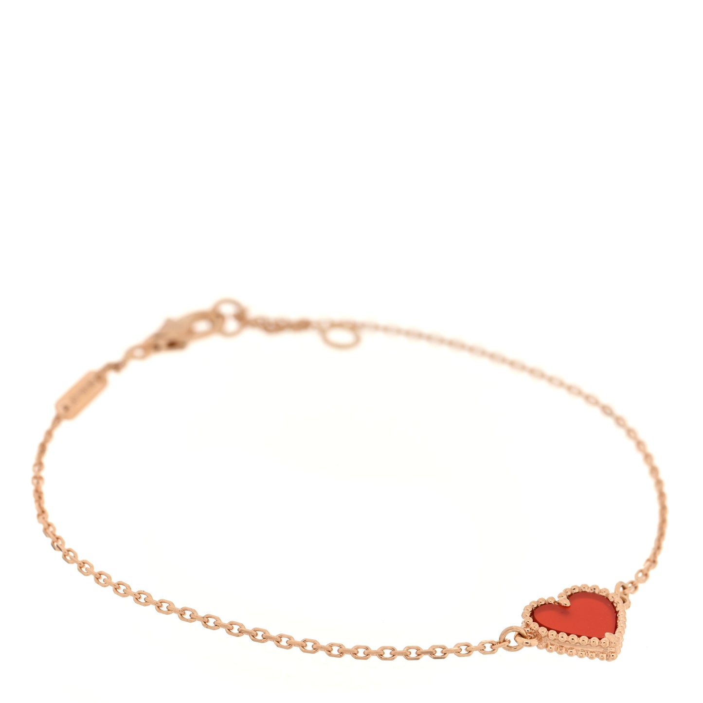 18K Rose Gold Carnelian Sweet Alhambra Heart Bracelet