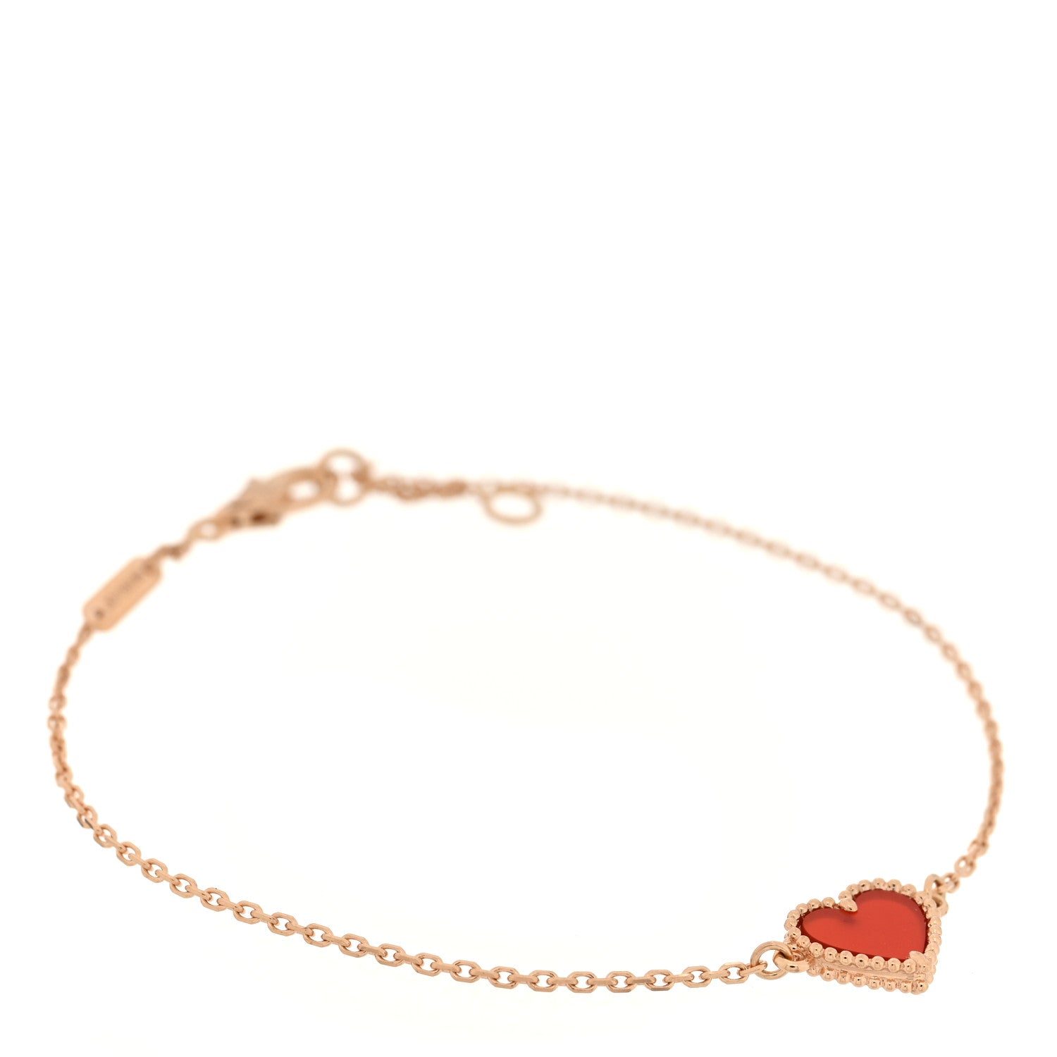 Van Cleef & Arpels 18K Rose Gold Carnelian Sweet Alhambra Heart Bracelet 1 of 4