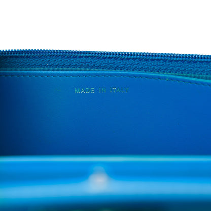 Chanel Patent Calfskin Quilted Boy Wallet On Chain WOC Blue 7 of 12