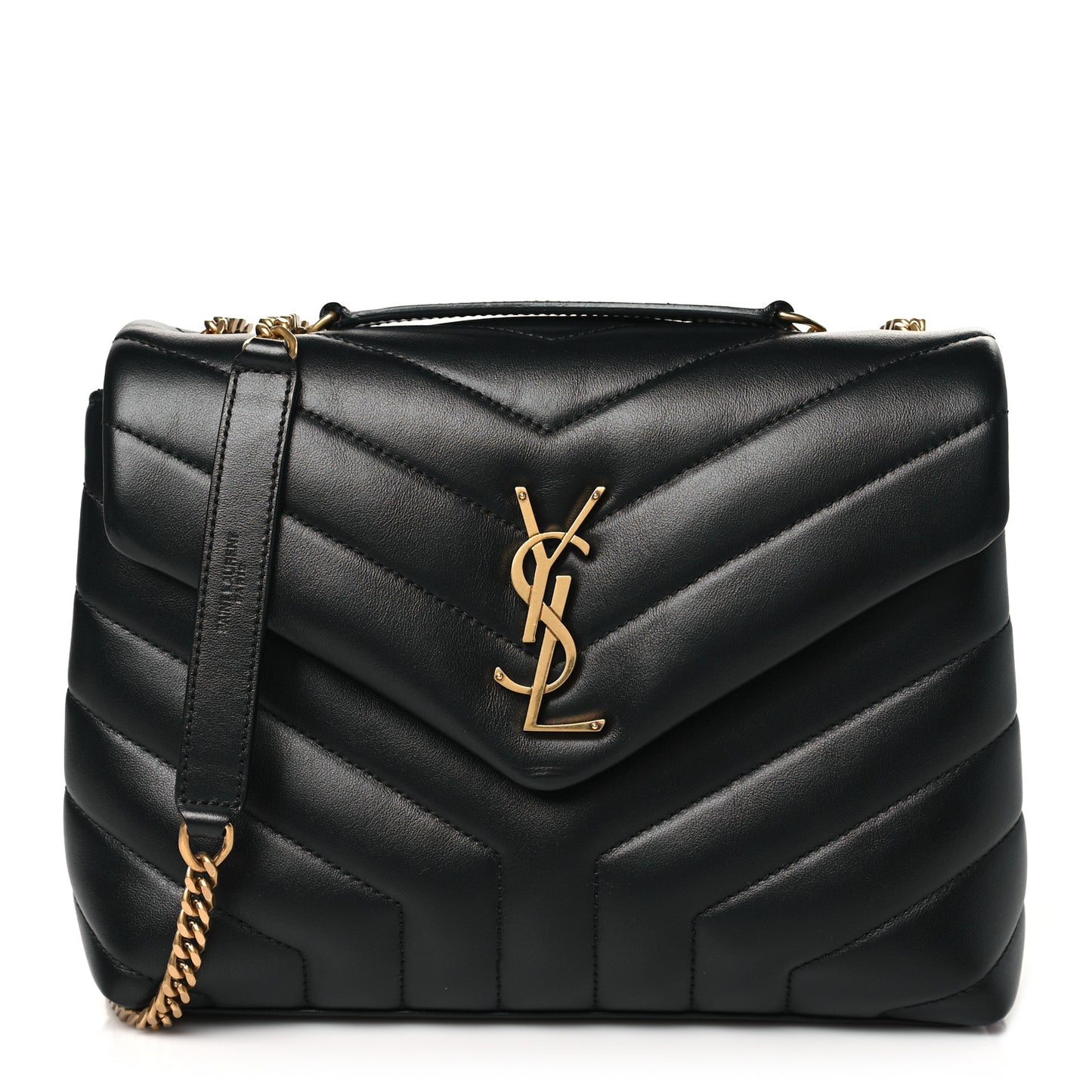 Calfskin Y Quilted Monogram Small Loulou Chain Satchel Black