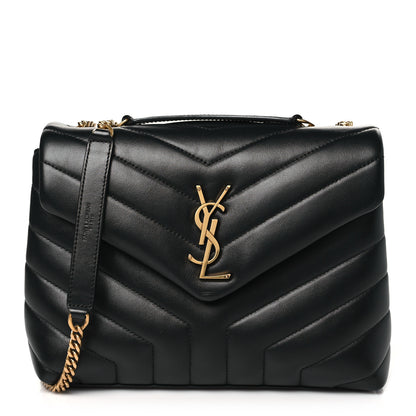 Saint Laurent Calfskin Y Quilted Monogram Small Loulou Chain Satchel Black 1 of 11