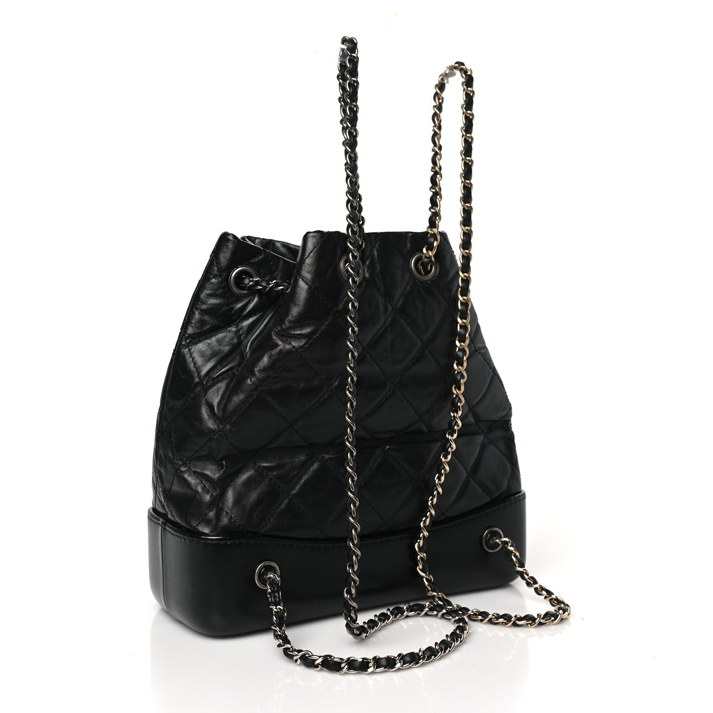 Aged Calfskin Quilted Small Gabrielle Backpack Black