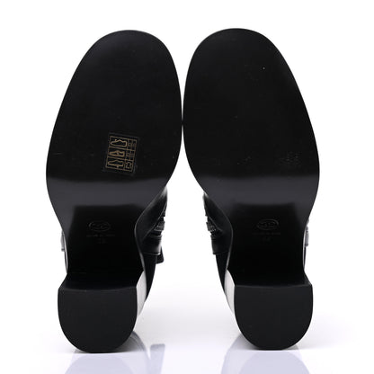 Chanel Calfskin Patent Cap Toe Short Ankle Boots 36 Navy Black 5 of 10