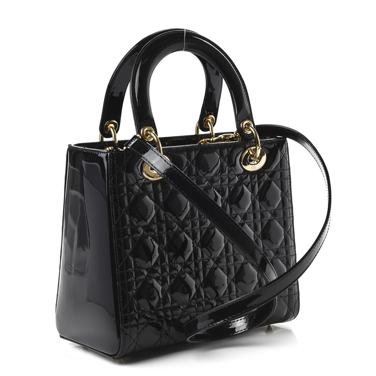 Patent Cannage Medium Lady Dior Black