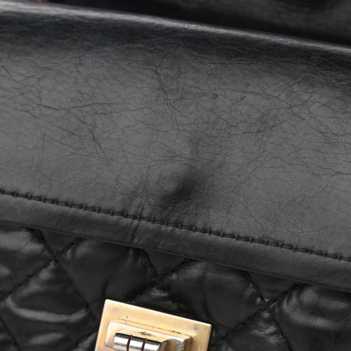 Aged Calfskin Quilted 2.55 Reissue 224 Flap Black