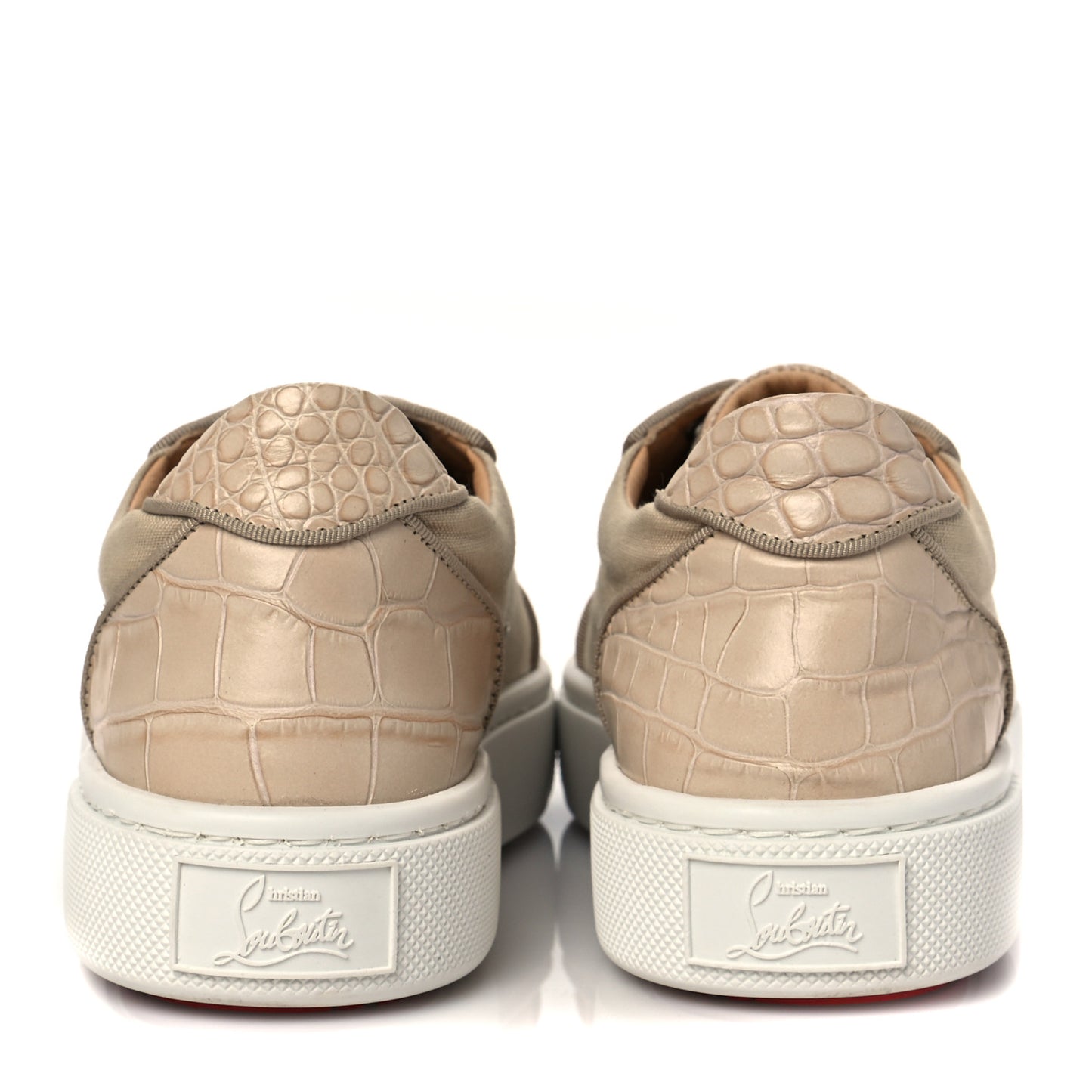 Calfskin Crocodile Embossed Vierissima Orlato Flat Sneakers 35.5 Nougat