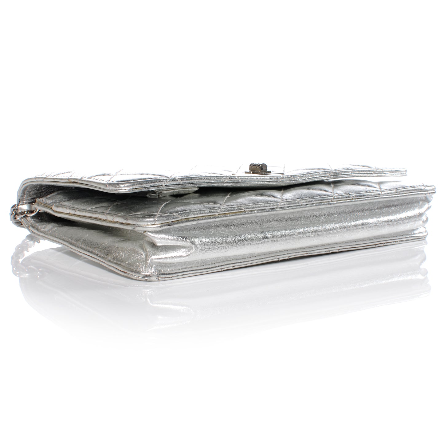 Calfskin Reissue Wallet On Chain WOC Silver
