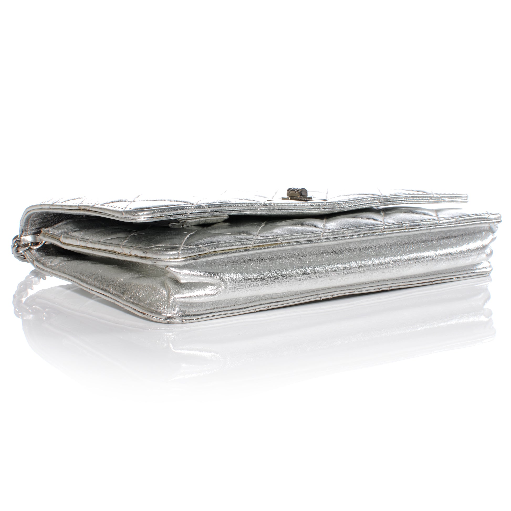 Chanel Calfskin Reissue Wallet On Chain WOC Silver 4 of 9