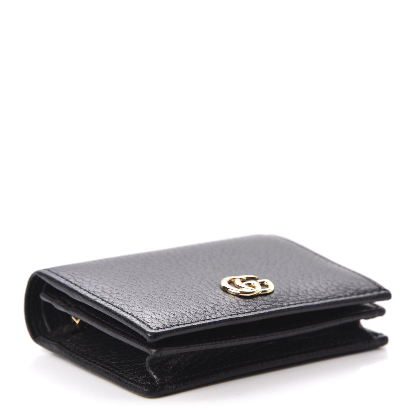 Pebbled Calfskin GG Marmont Card Case Black