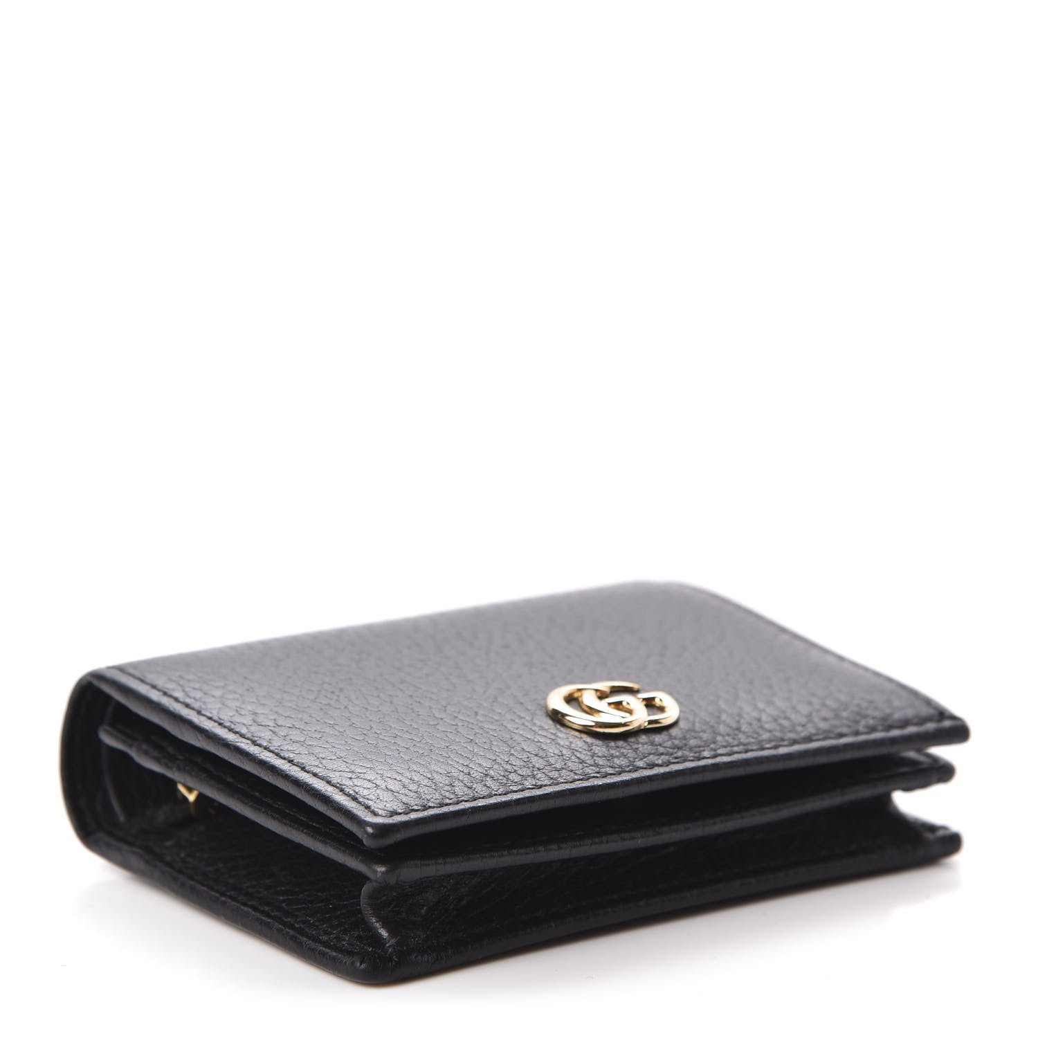Gucci Pebbled Calfskin GG Marmont Card Case Black 4 of 10