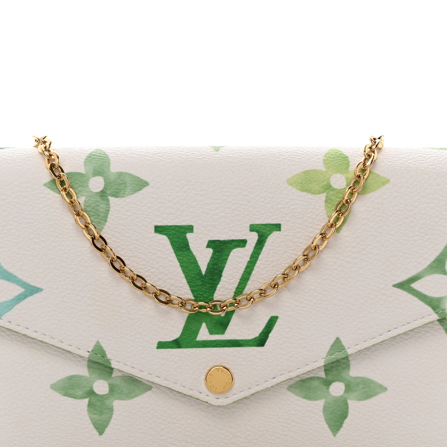Louis Vuitton Monogram Giant By The Pool 2.0 Felicie Pochette Chain Wallet Jade Green 8 of 10