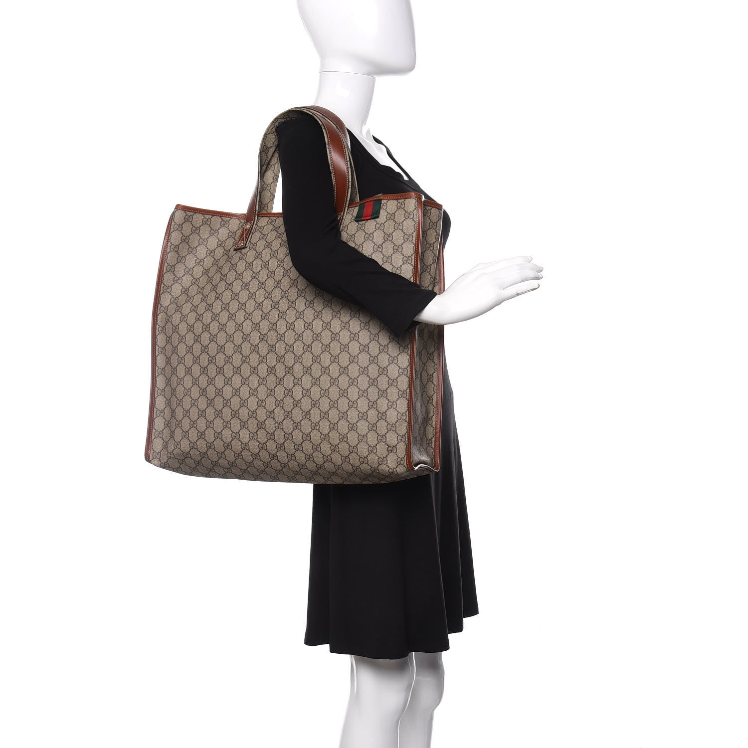 Gucci GG Plus Monogram Large Signature Web Loop Tote Brown 2 of 10