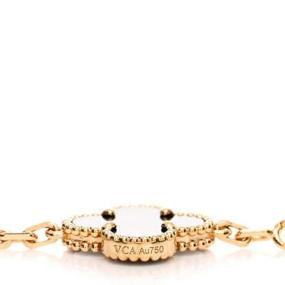 Van Cleef & Arpels 18K Yellow Gold Black Onyx 5 Motifs Vintage Alhambra Bracelet 4 of 5