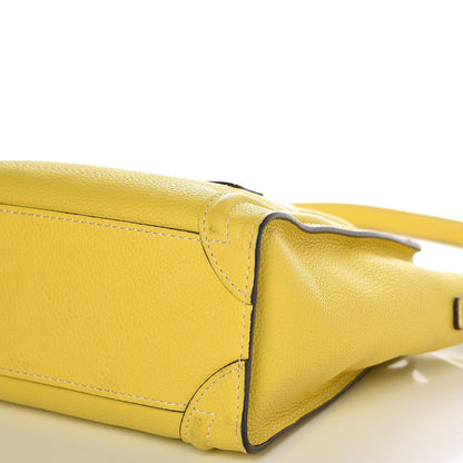 Celine Drummed Calfskin Nano Luggage Citron 16 of 17