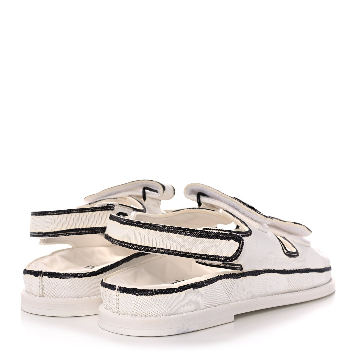 Chanel Calfskin Printed Velcro Dad Sandals 40.5 White Black 4 of 9