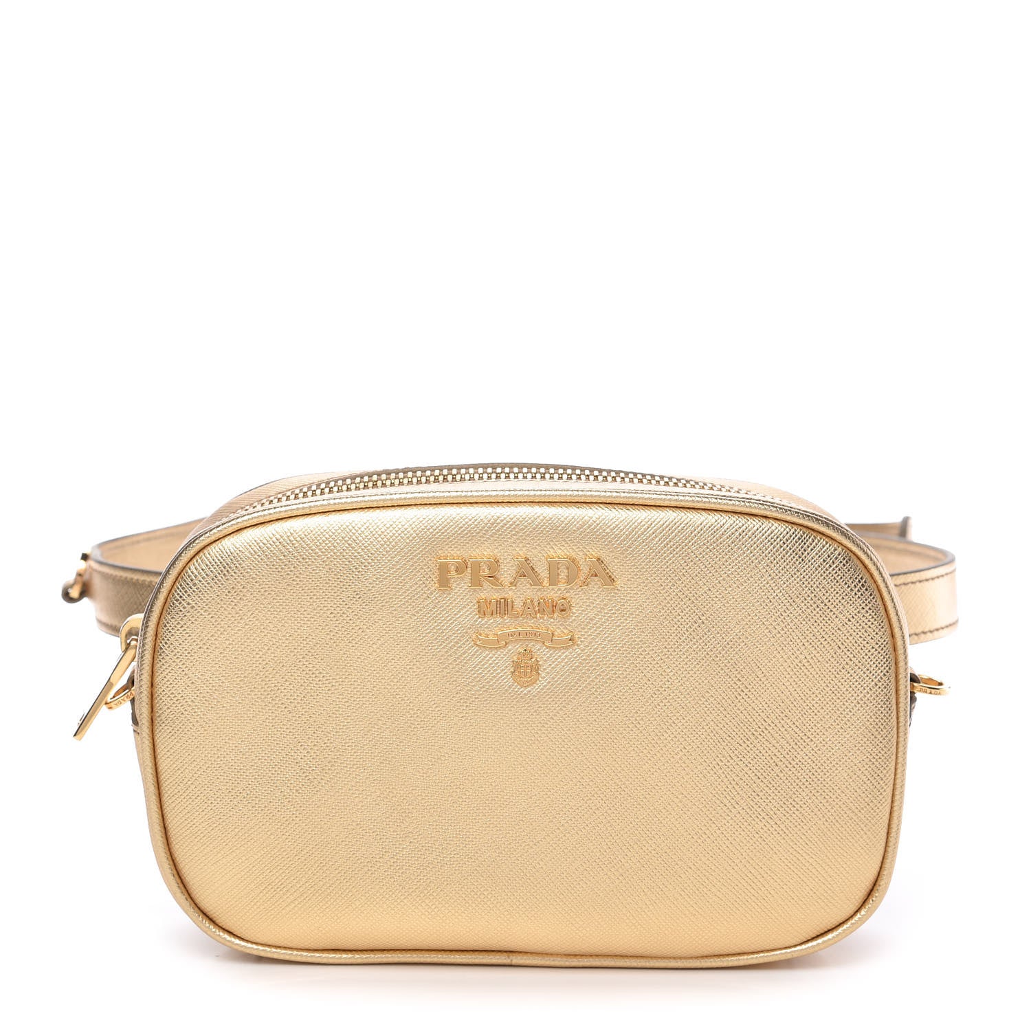Prada Metallic Saffiano Belt Bag Gold 1 of 10
