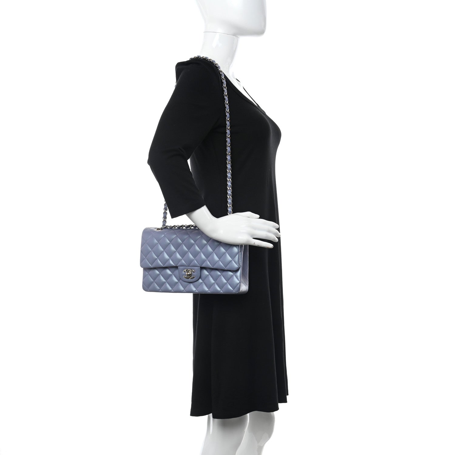 Chanel Iridescent Lambskin Quilted Medium Double Flap Light Purple 2 of 12