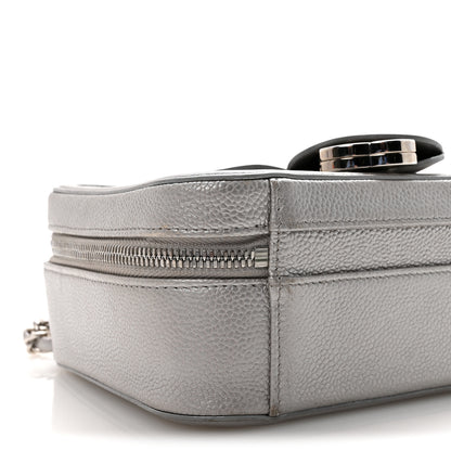 Chanel Metallic Caviar Quilted Medium CC Filigree Vanity Case Silver 9 of 10