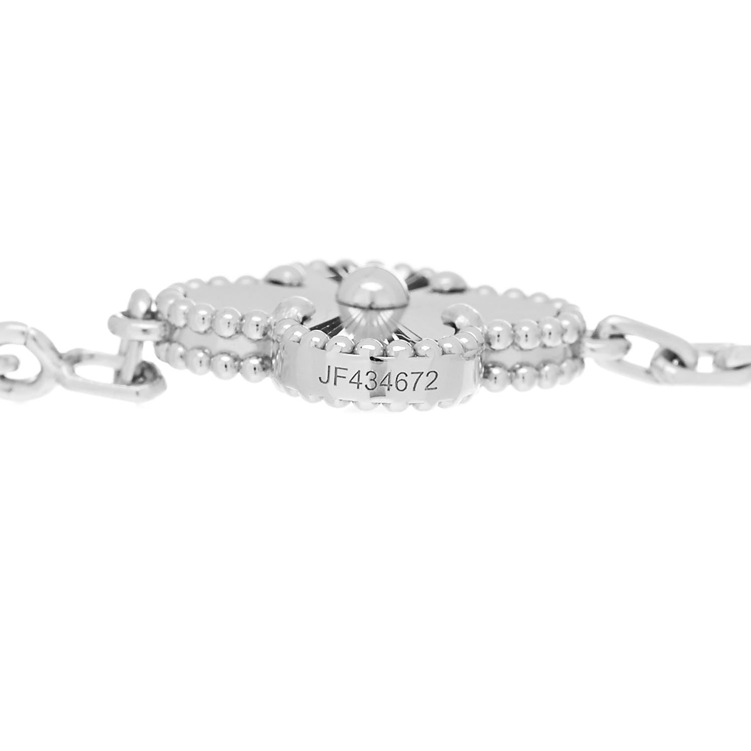 Van Cleef & Arpels 18K White Gold 5 Motifs Guilloche Vintage Alhambra Bracelet 3 of 5