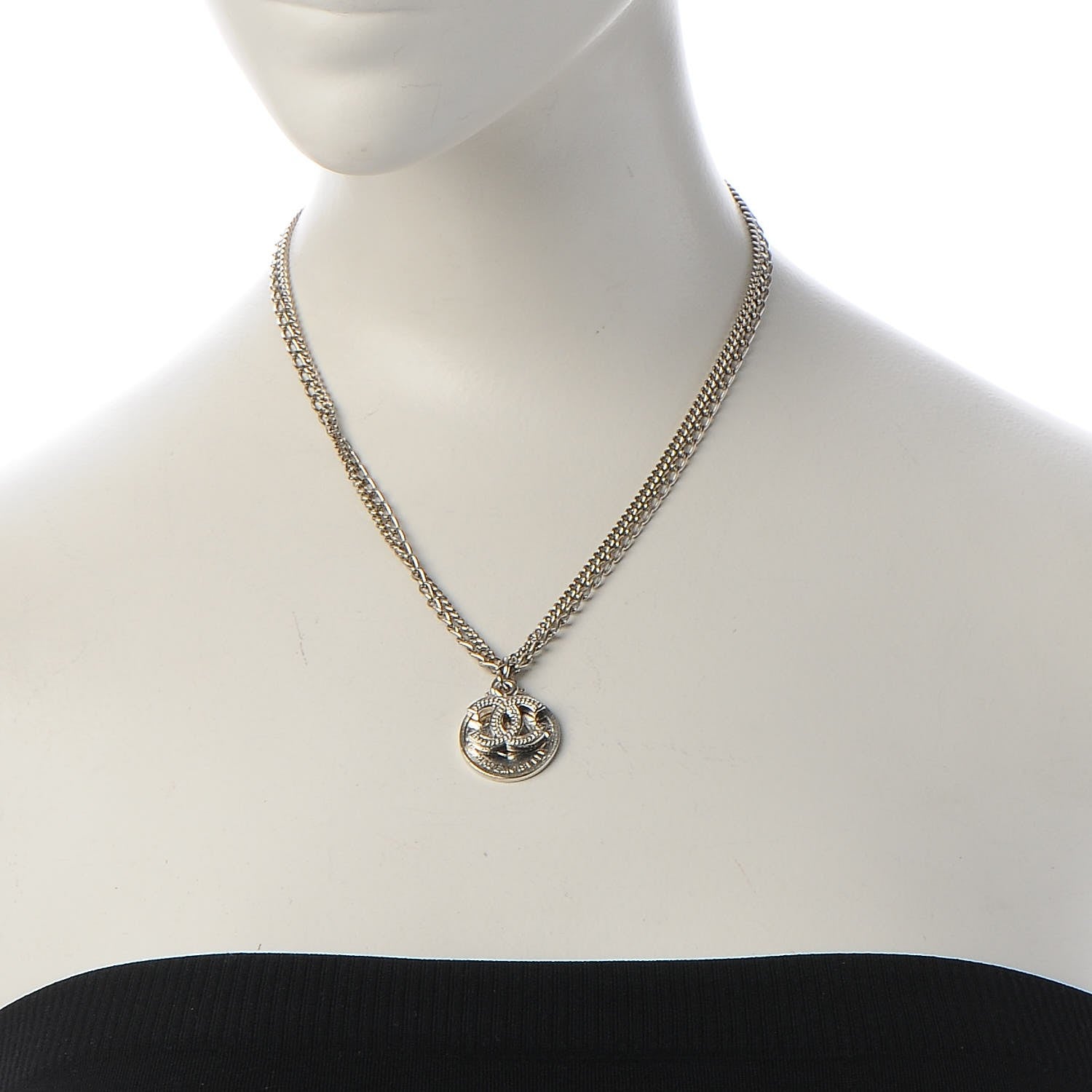 Chanel CC Coco Mademoiselle Coin Necklace Silver 2 of 7