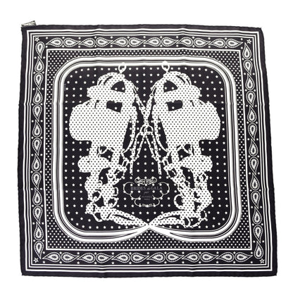 Hermes Silk Brides De Gala A Pois Bandana Scarf 55 Black White 1 of 5