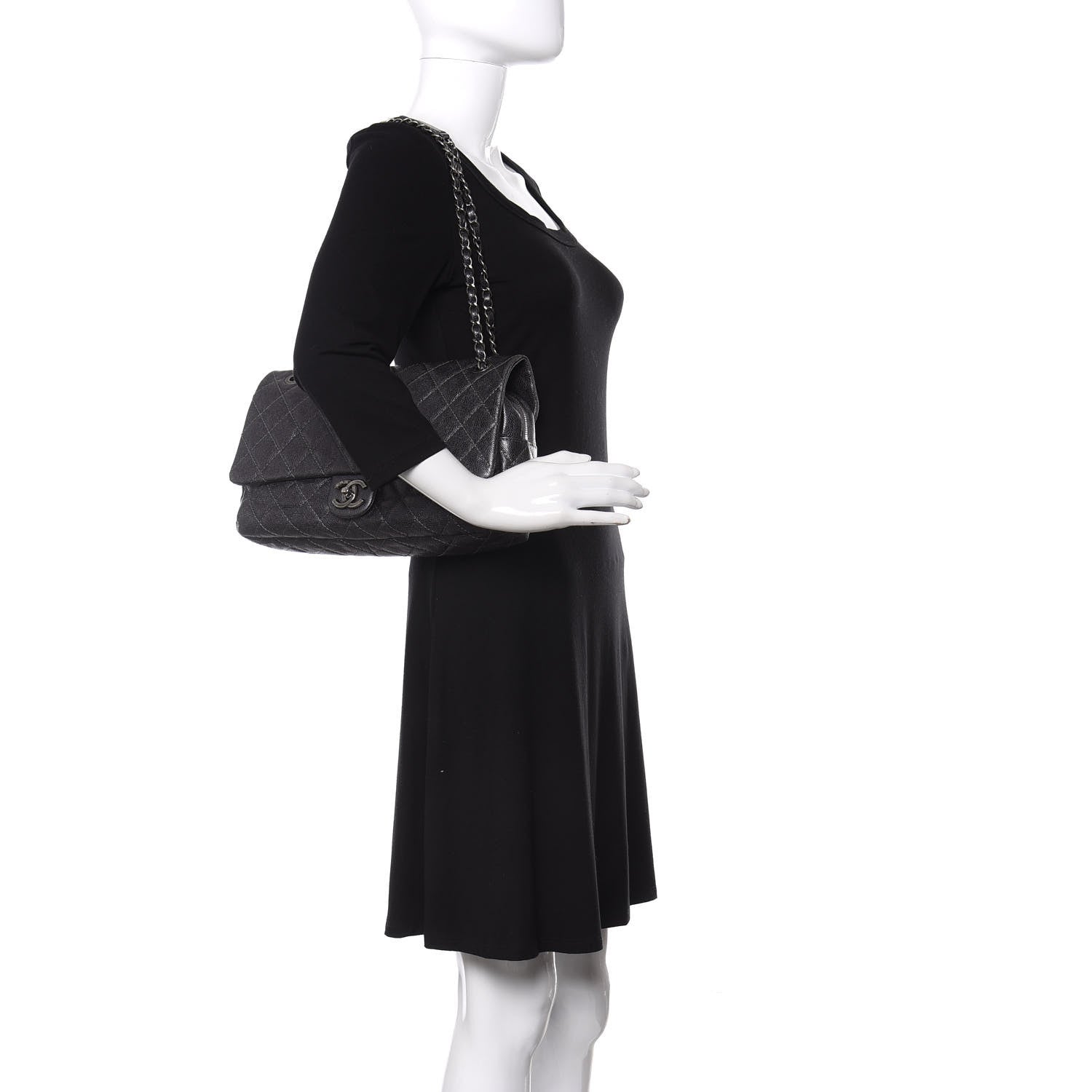 Chanel Iridescent Caviar Quilted Large Chic Flap Grey 2 of 10