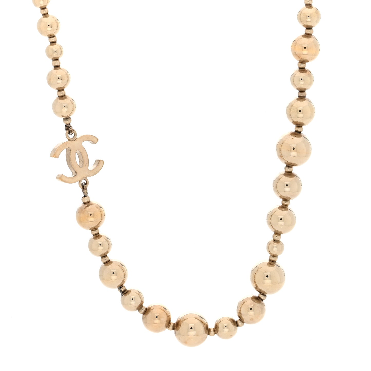 Metal Bead CC Necklace Gold