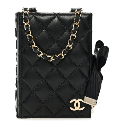 Chanel Lambskin Quilted Book Card Holder on Chain Black 1 of 11