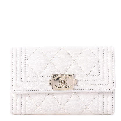 Chanel Caviar Quilted Boy Flap Card Holder White 1 of 8