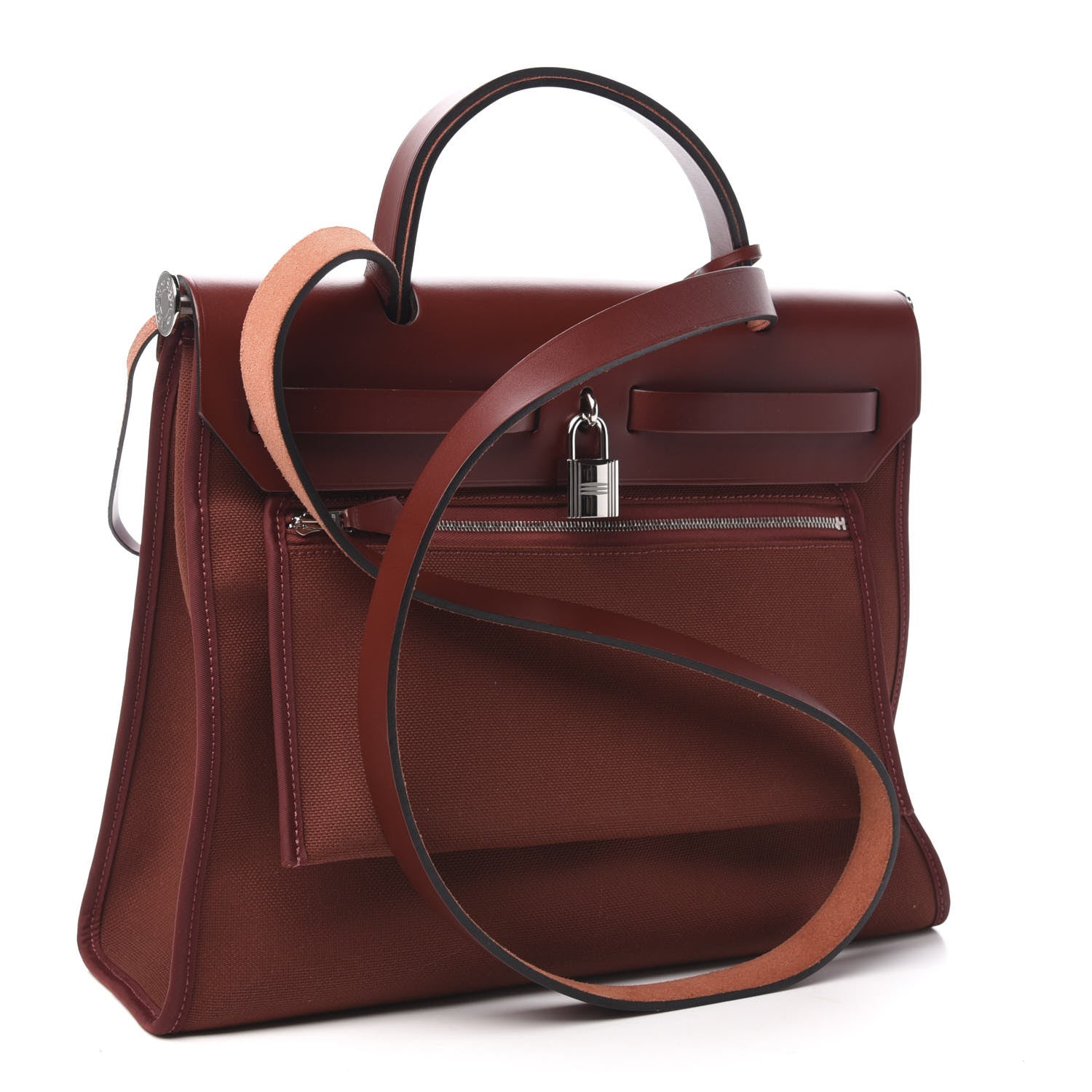 Hermes Vache Hunter Toile Herbag Zip 31 PM Rouge H 4 of 10