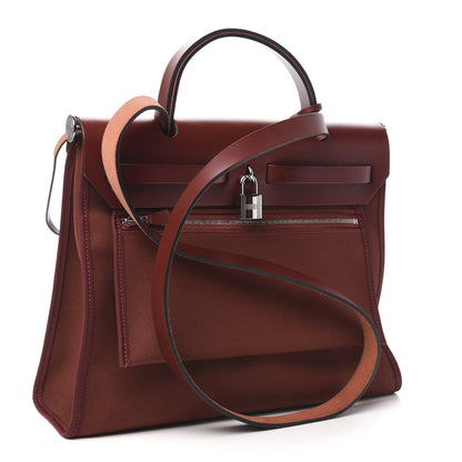 Hermes Vache Hunter Toile Herbag Zip 31 PM Rouge H 4 of 10