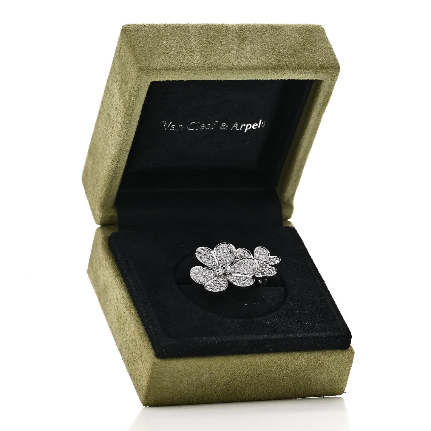 18K White Gold Diamond Frivole Between The Finger Pave Ring 54 7