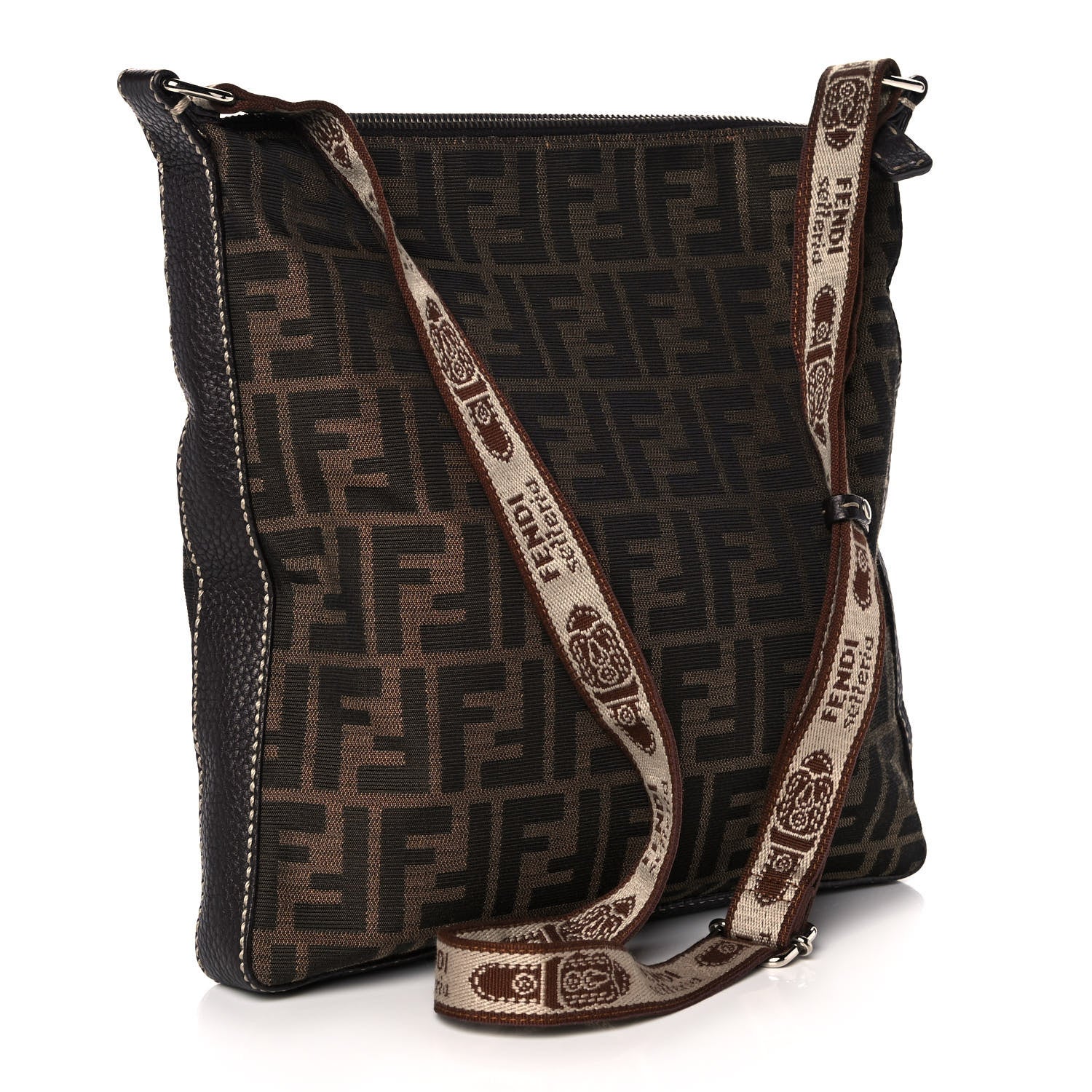 Fendi Zucca Cuoio Romano Selleria Messenger Tobacco Moro 3 of 10