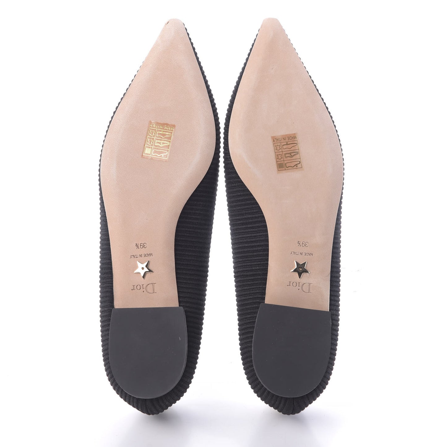 Fabric Ribbon Embroidered J'Adior Ballet Flats 39.5 Black