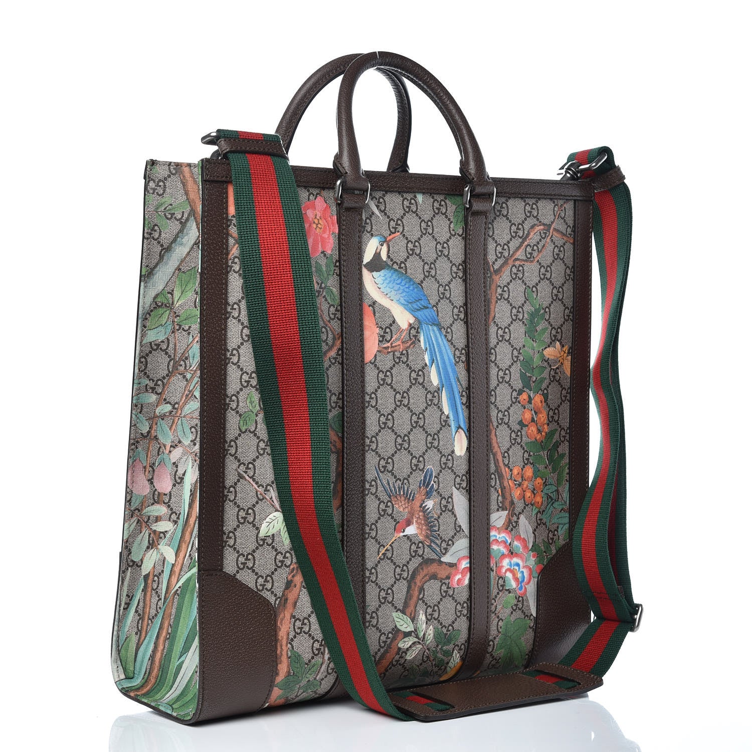 Gucci GG Supreme Monogram Tian Web Vertical Tote Beige Multicolor New Acero 3 of 15
