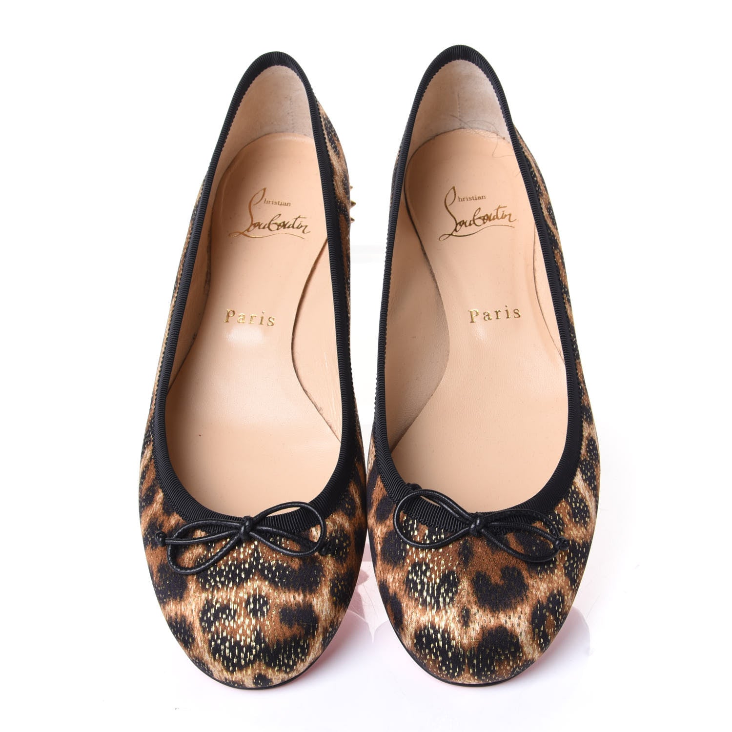 Christian Louboutin Lurex Leopard La Massine Flats 37 Black Gold 5 of 9