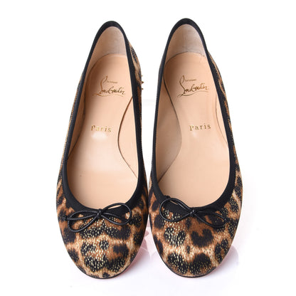 Christian Louboutin Lurex Leopard La Massine Flats 37 Black Gold 5 of 9