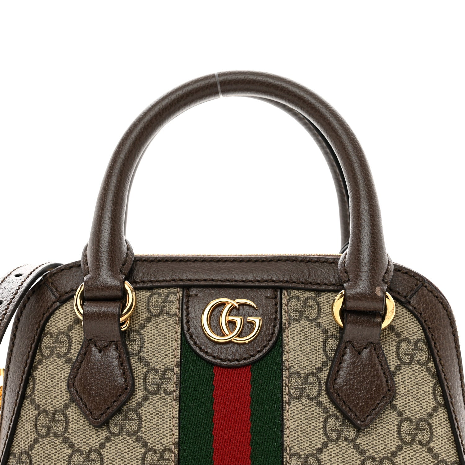 Gucci GG Supreme Monogram Web Mini Top Handle Ophidia Dome Shoulder Bag Brown 5 of 9