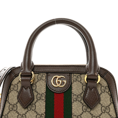 Gucci GG Supreme Monogram Web Mini Top Handle Ophidia Dome Shoulder Bag Brown 5 of 9