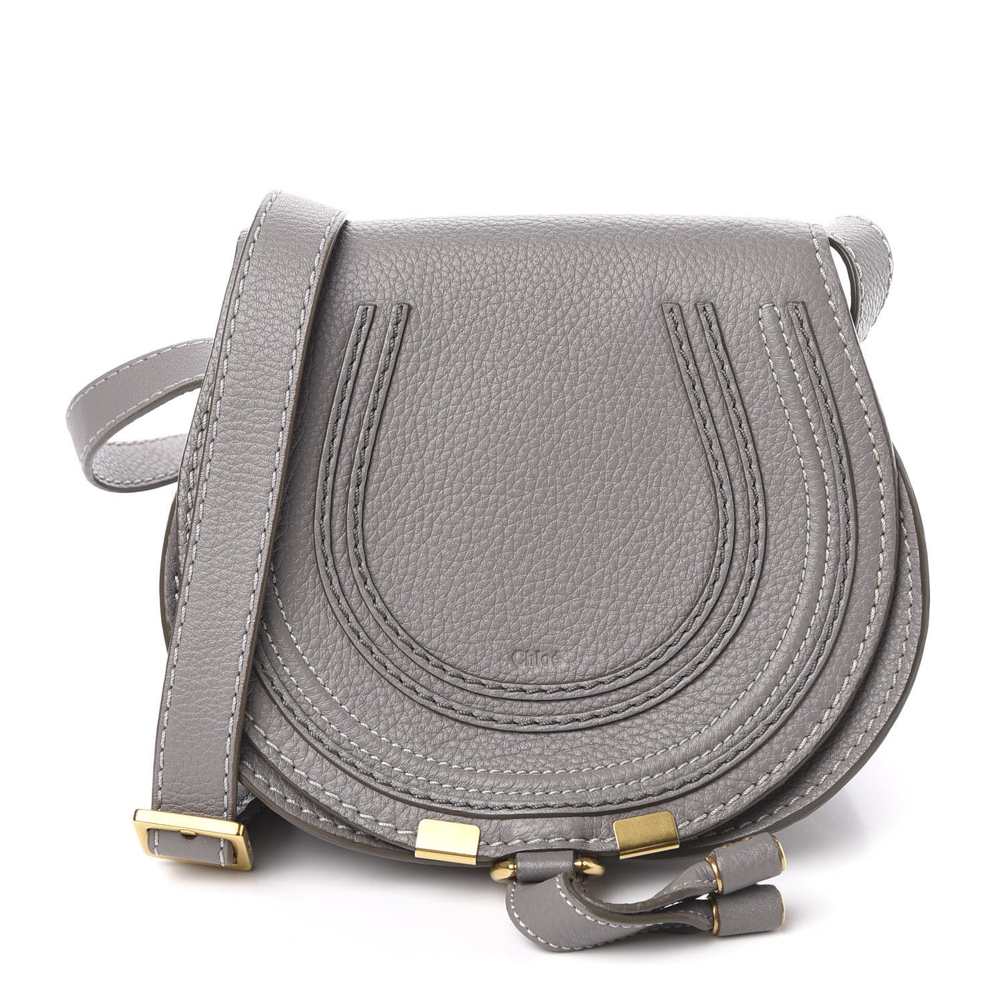Calfskin Mini Marcie Round Crossbody Bag Cashmere Grey