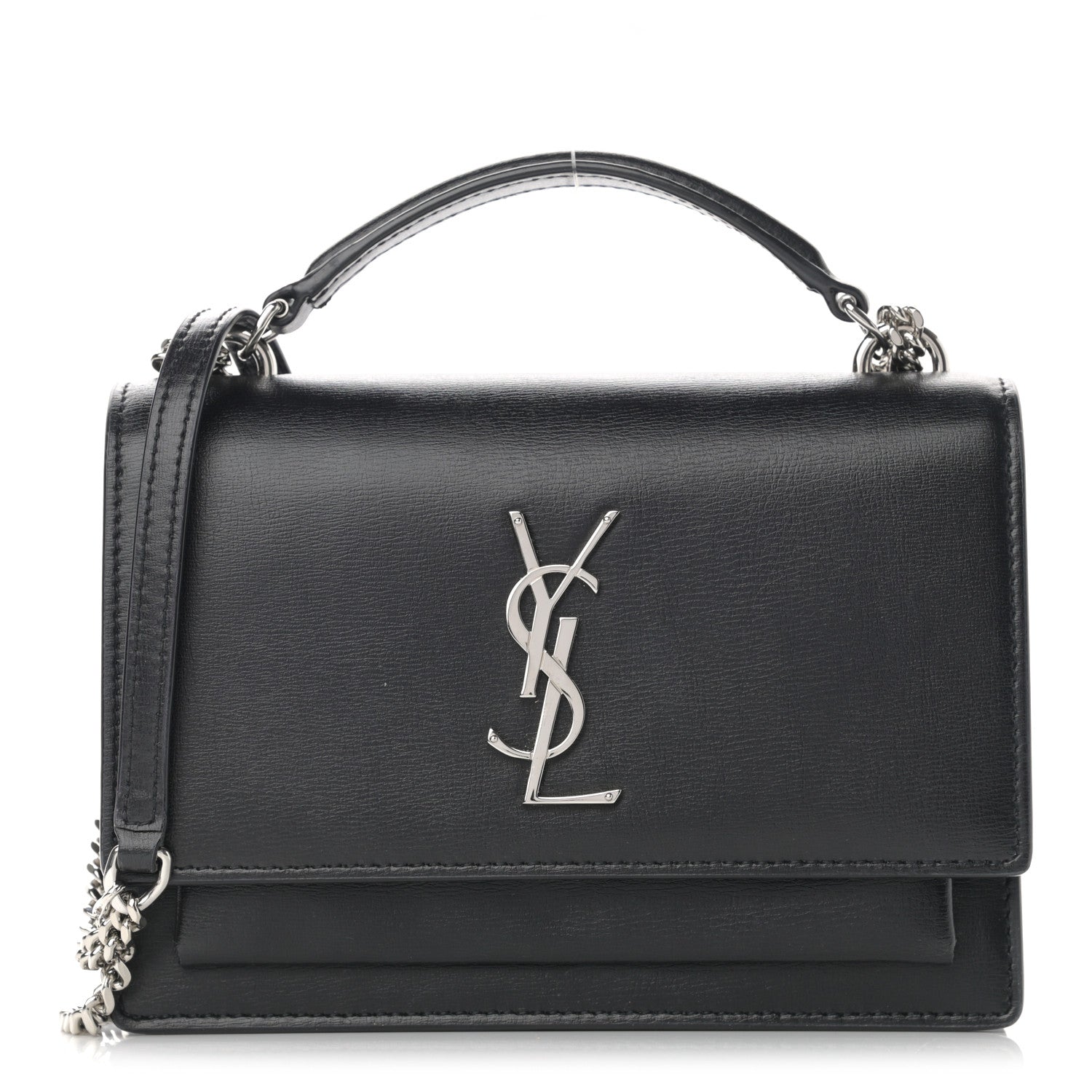 Saint Laurent Calfskin Monogram Sunset Chain Wallet Black 1 of 13