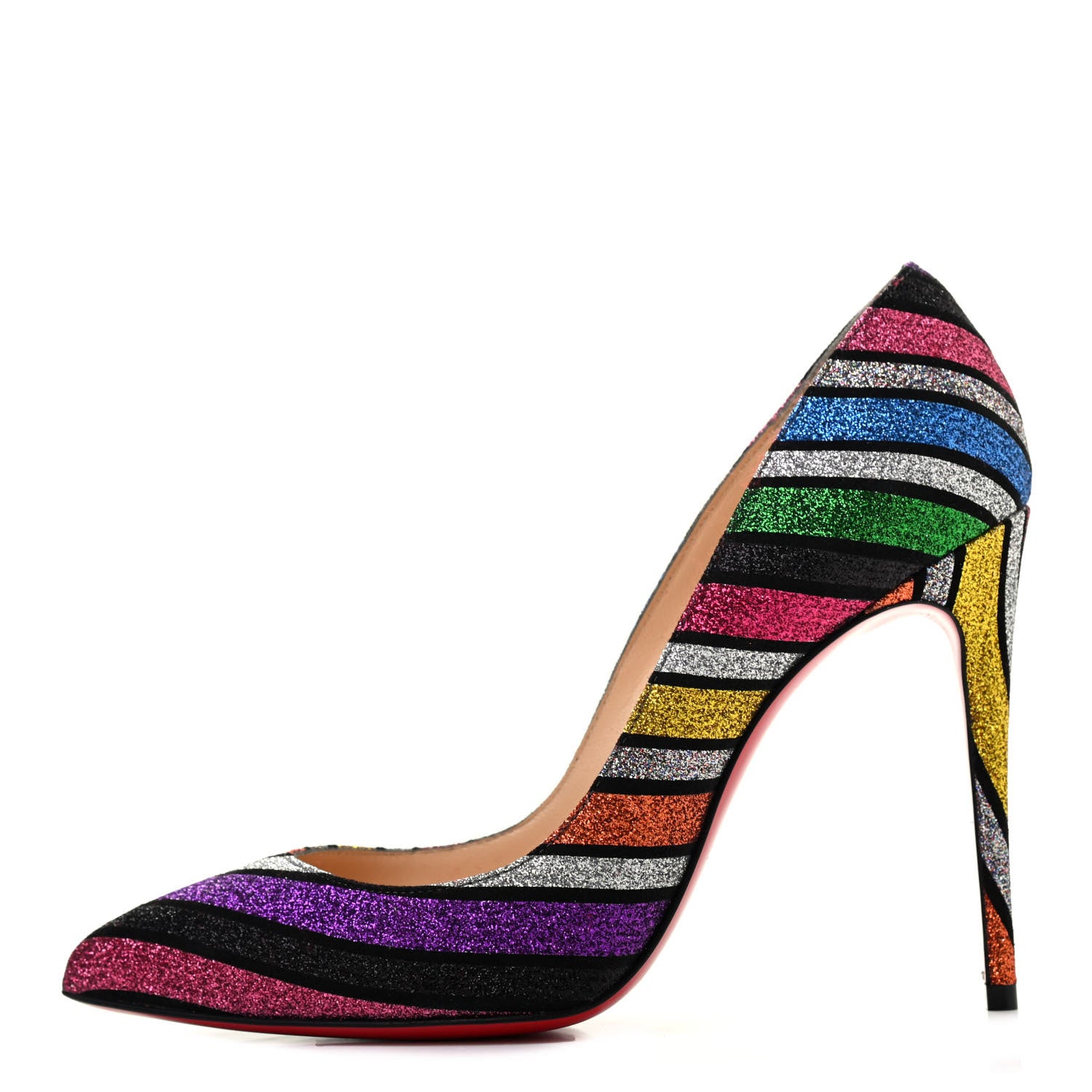 Christian Louboutin Suede Stripy Glitter Pigalle Follies 100 Pumps 36 Multicolor 1 of 7