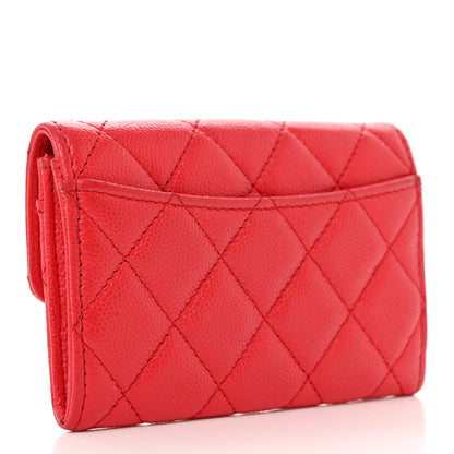 Chanel Caviar Quilted Flap Card Holder Wallet Red 3 of 7