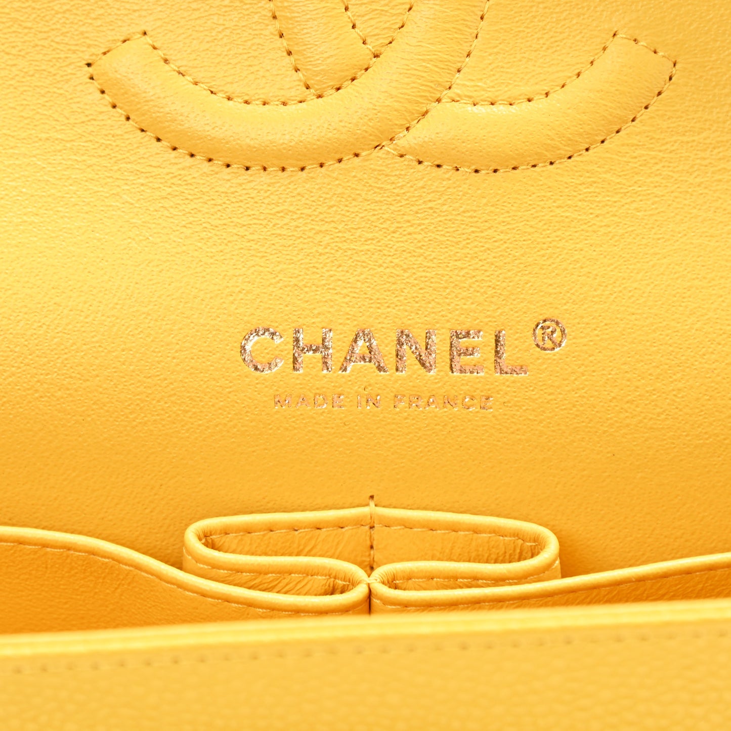 Caviar Quilted Medium Double Flap Yellow
