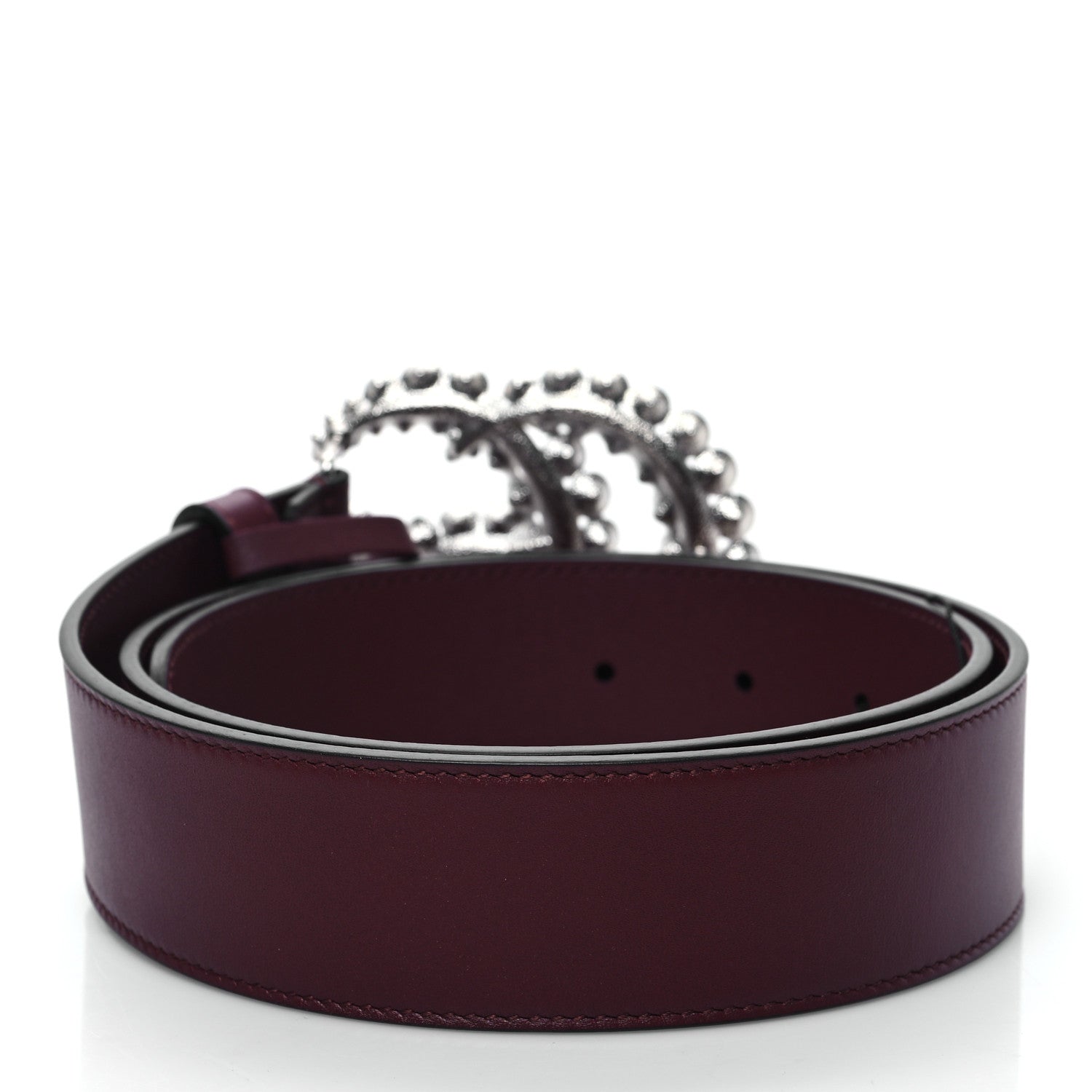 Gucci Calfskin Crystal Double G 40mm Belt 85/34 Vintage Bordeaux 2 of 4
