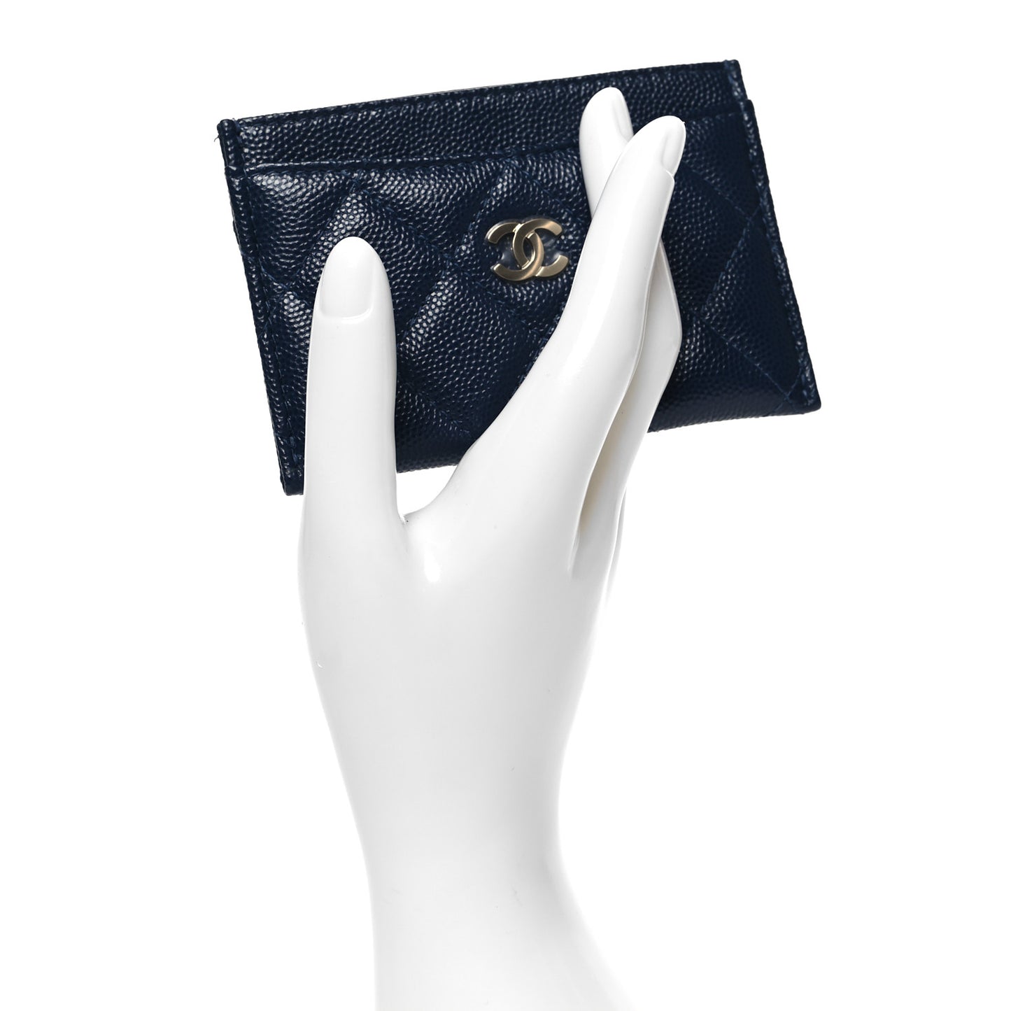 Caviar Quilted Card Holder Navy
