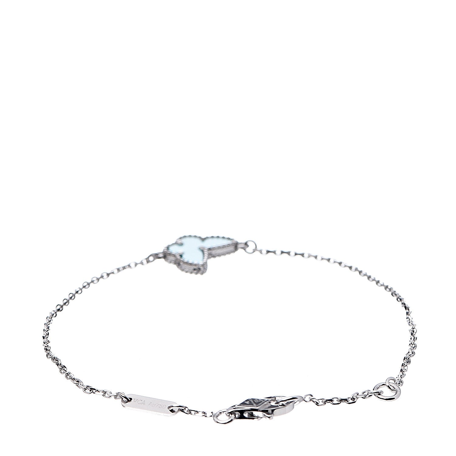 Van Cleef & Arpels 18K White Gold Turquoise Sweet Alhambra Butterfly Bracelet 3 of 7