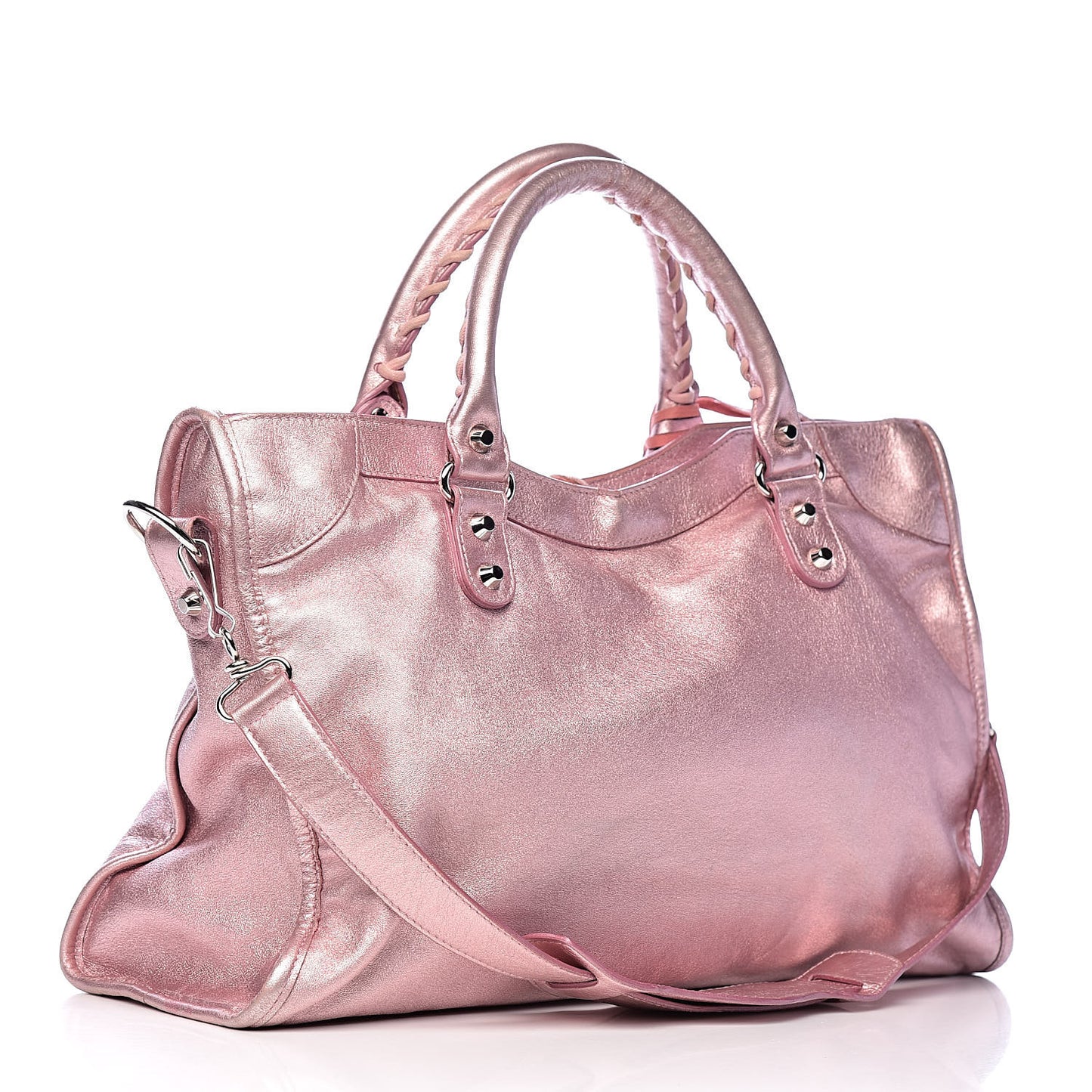 Metallic Agneau Classic Silver Hardware S City Sparkle Pale Rose